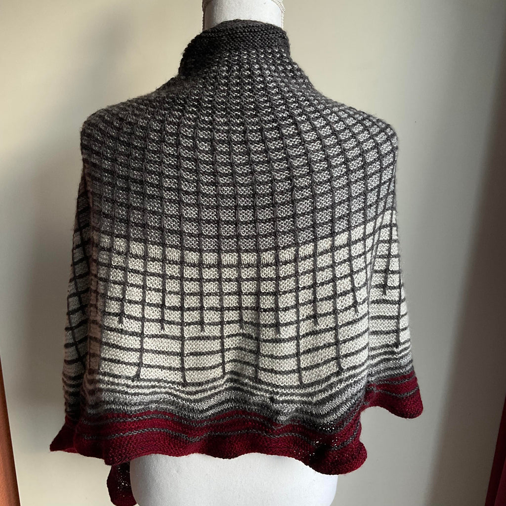 Grey-black-red shawl