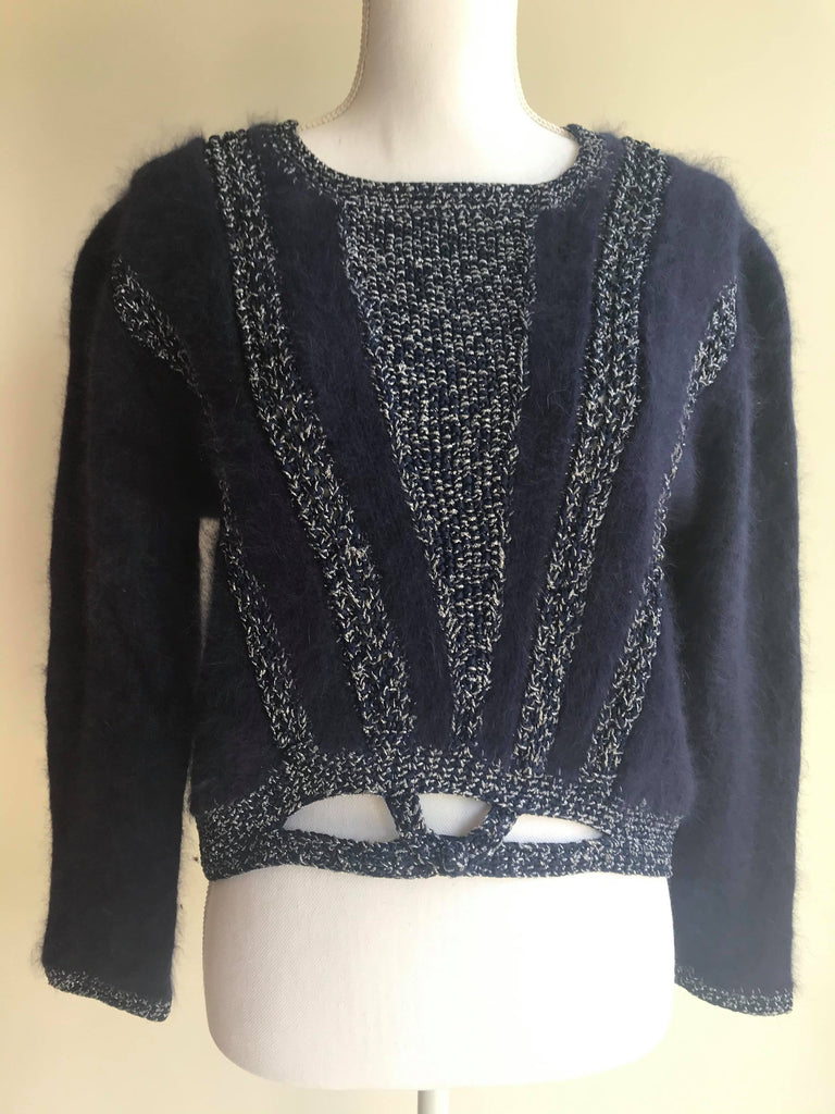 Navy and silver angora sweater