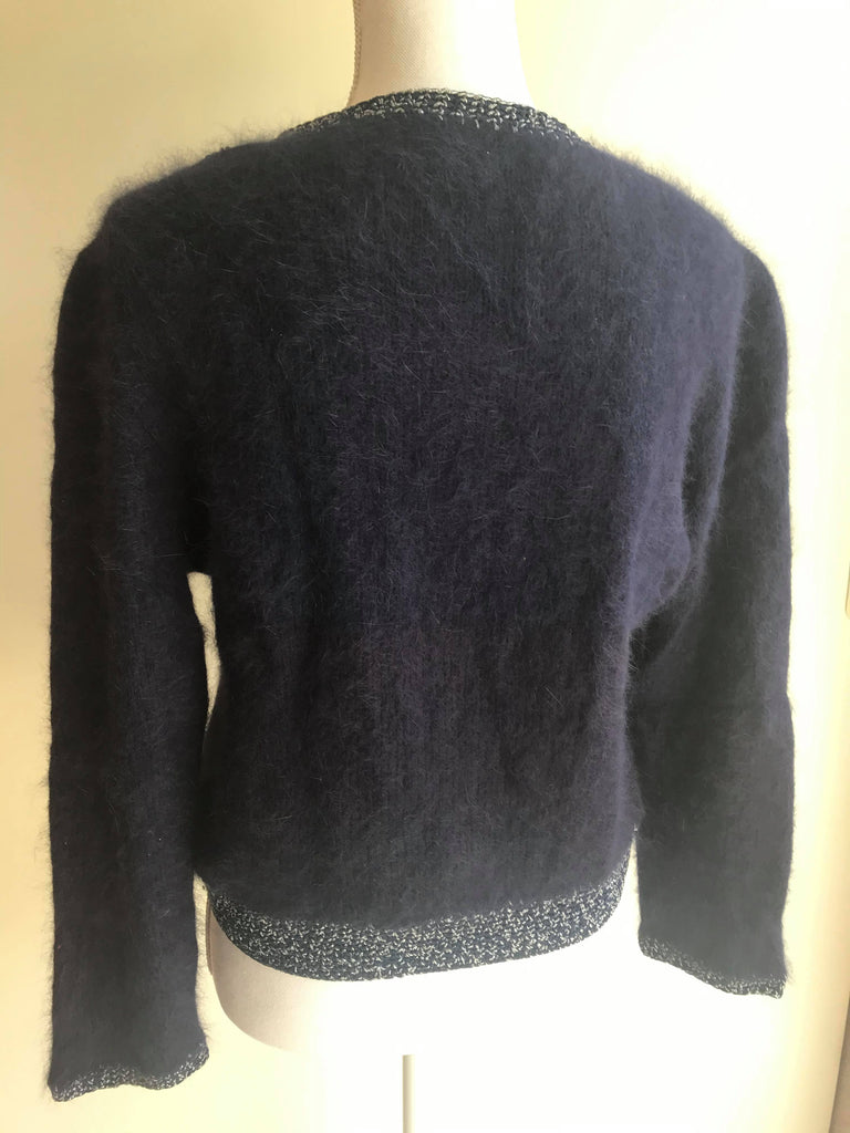 Navy and silver angora sweater